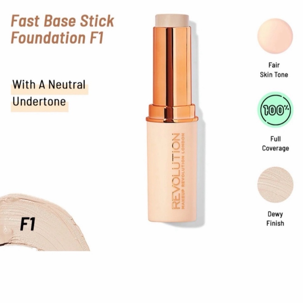 Makeup Revolution Fast Base Stick Foundation in shade F1. Comes in a set of 3. - Picture 3 of 4